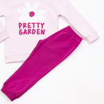 TRAX tracksuit set in pink buff color with embossed daisy print.