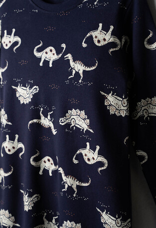 HOMΜIES pajamas with matching sleep mask in dark blue.
