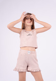 EBITA shorts set in pink with rip fabric and glitter.