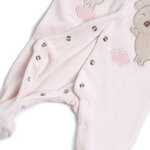 CHICCO velor bodysuit in pink color with appliqué embroidery.