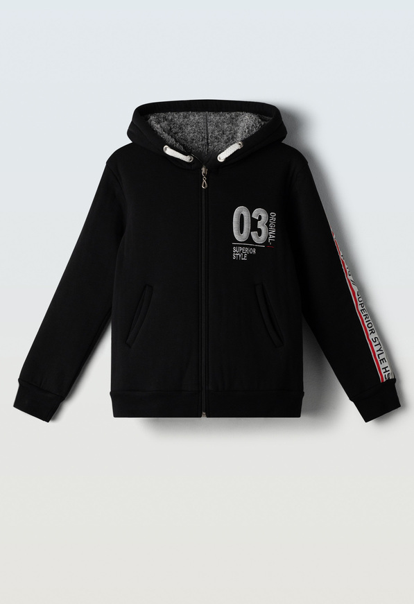 Ζακέτα με εσωτερική επένδυση από γούνα HASHTAG, σε χρώμα μαύρο.