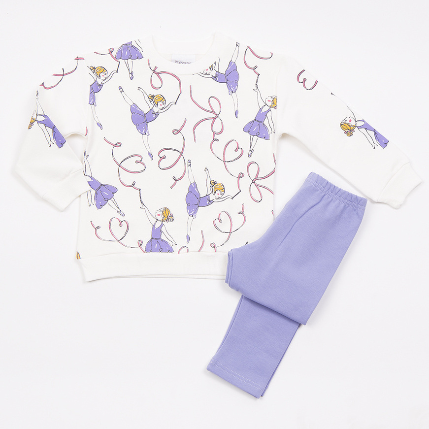 Σετ κολάν TRAX σε εκρού-λιλά χρώμα.