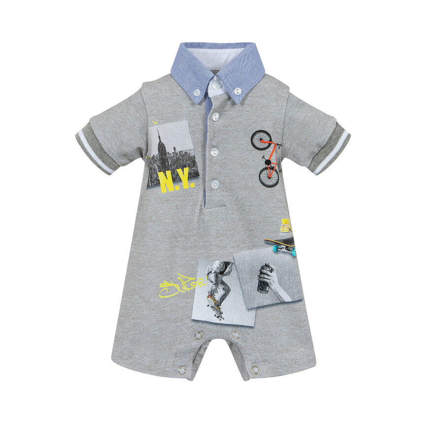 LAPIN HOUSE bodysuit in gray color with all over print.
