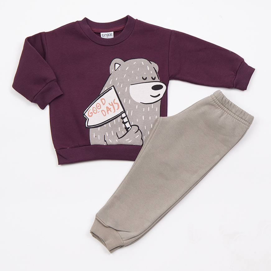 Σετ φόρμας TRAX σε μπορντώ-γκρι χρώμα.