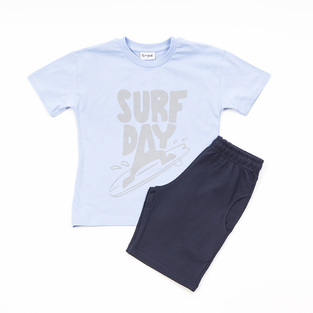 TRAX shorts set in siel with "SURF DAY" logo.