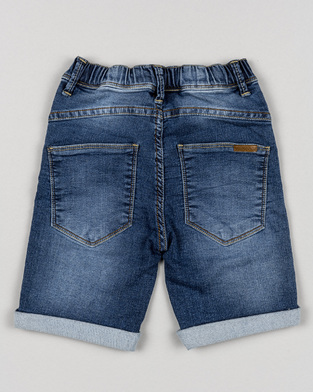 LOSAN denim shorts in blue with elastic waist.
