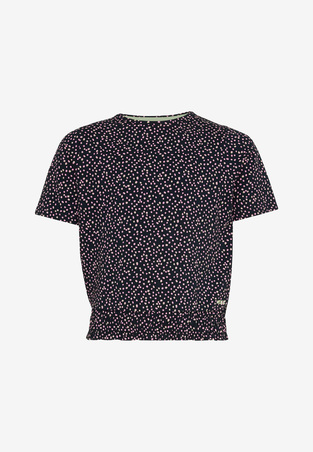 MEXX blouse in dark blue color with polka dot pattern.