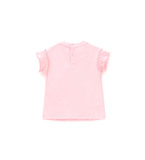 Μπλούζα βαμβακερή ORIGINAL MARINES σε ροζ χρώμα, με πλισέ μανίκια και τύπωμα με strass λεπτομέρειες.