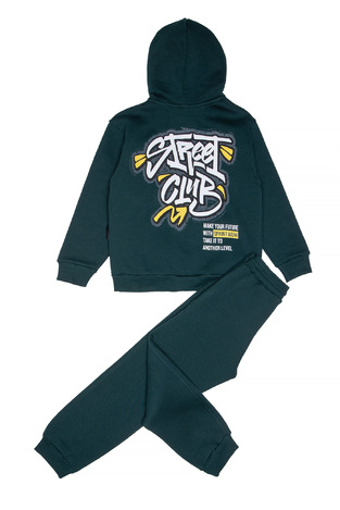 SPRINT suit set in dark green color with built-in waterproof hood.