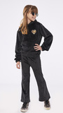EBITA velor jumpsuit set black color with sequin embroidery.