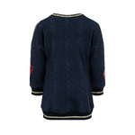 Φόρεμα φούτερ LAPIN HOUSE σε μπλε σκούρο χρώμα με τύπωμα αρκουδάκια και πλεκτή όψη.