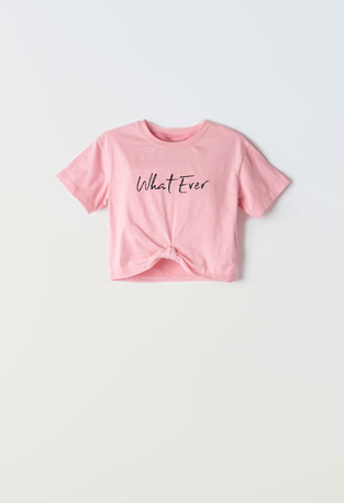Μπλούζα ΕΒΙΤΑ σε ροζ χρώμα με το λογότυπο "WHAT EVER".