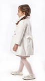 EBITA coat in off-white color with fur collar.