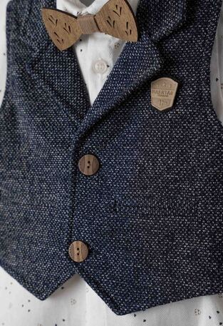 Set of 3 pcs. HASHTAG, bow tie shirt, suspender pants and vest.
