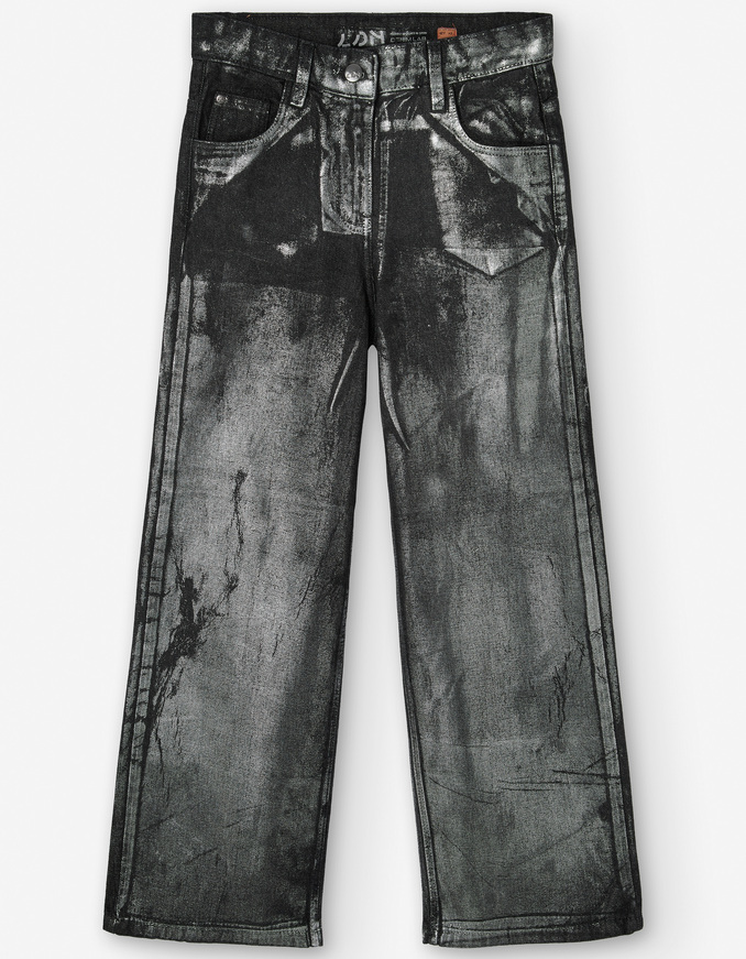 Παντελόνι τζιν LOSAN σε γκρι χρώμα με γυαλιστερή όψη.