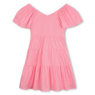 BILLIEBLUSH dress in pink color with ruffles on the sleeves.