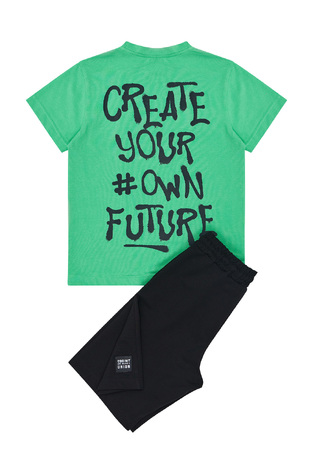 Sprint blouse and shorts set in green-black.