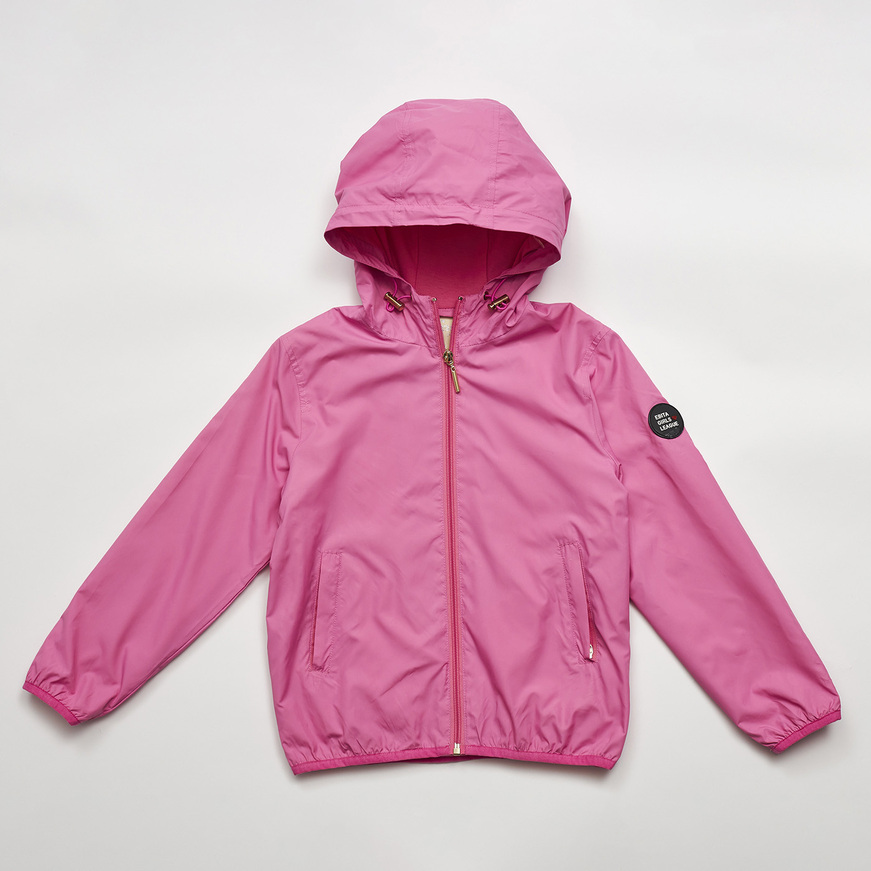 EBITA seasonal jacket in fuchsia color with hood.