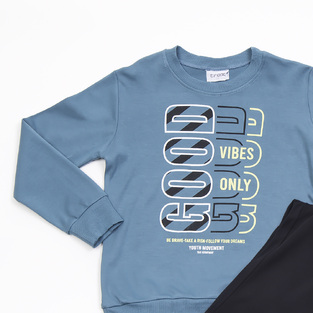 TRAX pajama in petrol color with embossed print on the front.