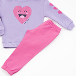 TRAX suit set in lilac color with embossed heart print.