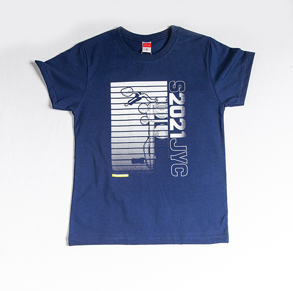 T-shirt JOYCE in blue color with motorcycle print.