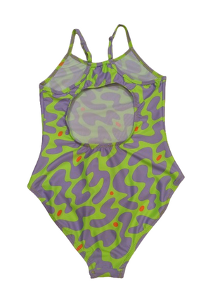 CROOLita one-piece swimsuit in lime with lilac color.