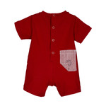 Lapin House bodysuit in burgundy color with striped pocket.
