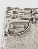 IKKS denim shorts in gray with decorative fraying.