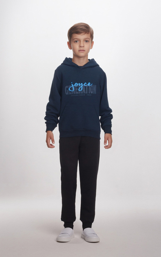 Μπλούζα φούτερ JOYCE σε μπλε χρώμα με ενσωματωμένη κουκούλα.