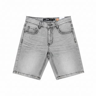 LOSAN denim Bermuda shorts in stonewashed gray.