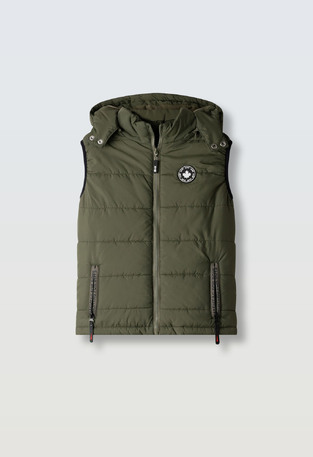 Μπουφάν αμάνικο HASHTAG σε χακί χρώμα.