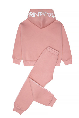 SPRINT tracksuit set in pink with built-in hood. 
