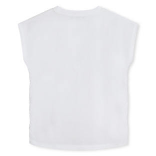 Μπλούζα D.K.N.Y. σε λευκό χρώμα με ασημί μεταλλιζέ logo print.