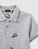 IKKS polo shirt in gray color with embroidery.