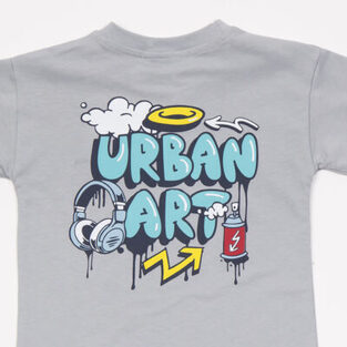 Gray TRAX shorts set with "URBAN ART" logo.