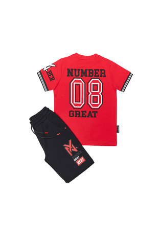 SPRINT shorts set in red with "CHEATS NEXT TIME WORK" logo embossed.