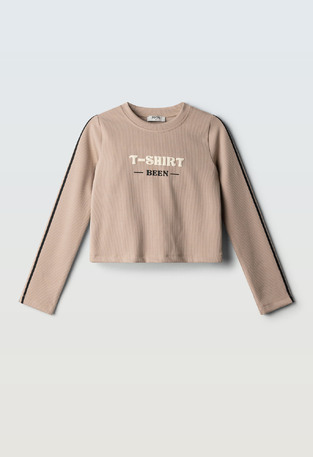 EBITA ribbed blouse in beige color.