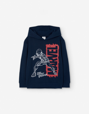 Μπλούζα φούτερ LOSAN σε μπλε χρώμα με ενσωματωμένη κουκούλα.