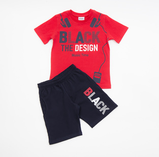 Set of TRAX shorts, printed top and shorts in black.