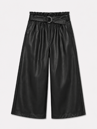 LOSAN leather pants in black with an independent belt.