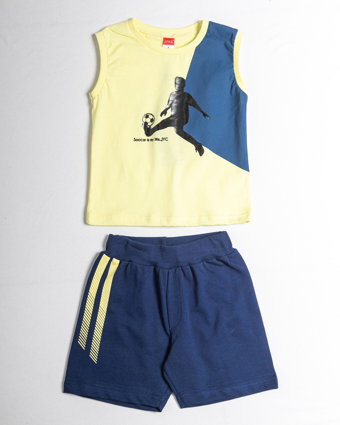 JOYCE shorts set, sleeveless blouse in yellow color and vemouda with elastic in the waist.