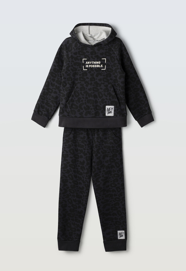 Σετ φόρμας φούτερ ΕΒΙΤΑ σε γκρι-μαύρο χρώμα.