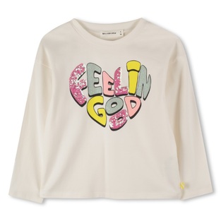 BILLIEBLUSH blouse in off-white color with embossed print and sequins.