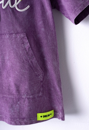 EBITA capri leggings set in purple with "GRATEFUL" logo.