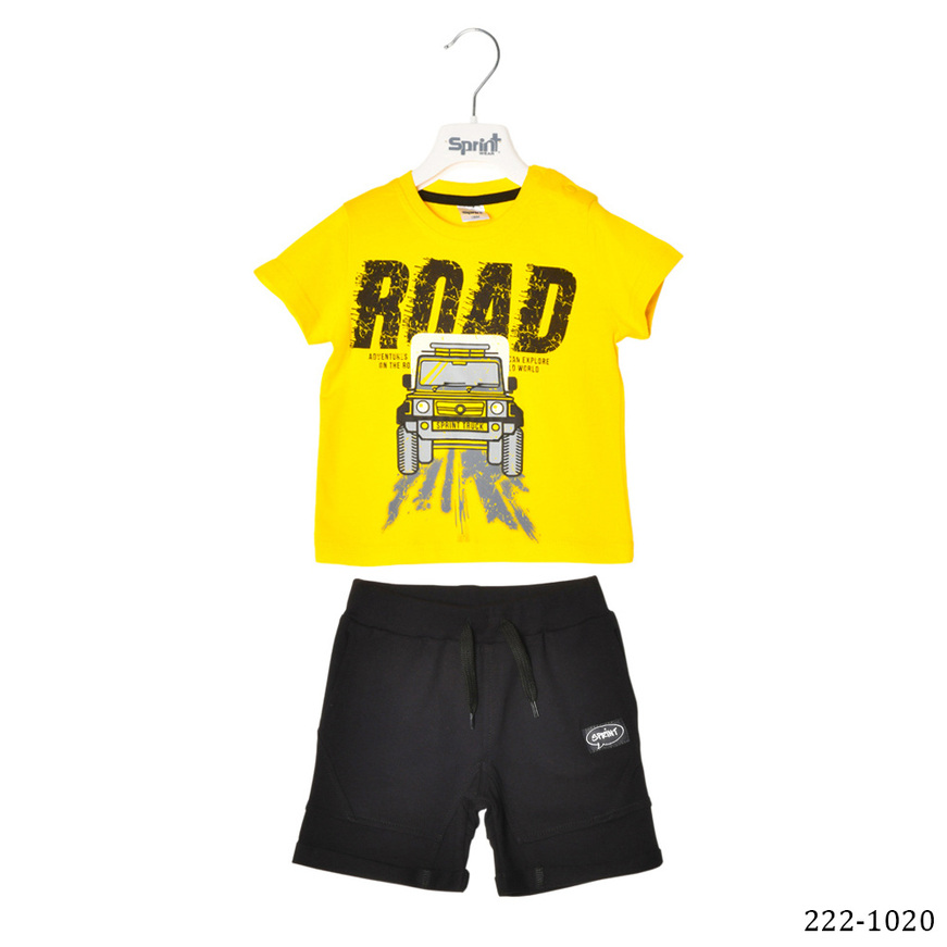 Set of SPRINT shorts, jeep print top and shorts in black.