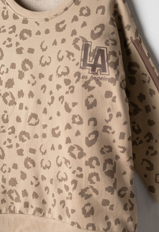 Σετ φόρμας ΕΒΙΤΑ σε χρώμα μπεζ με animal print.