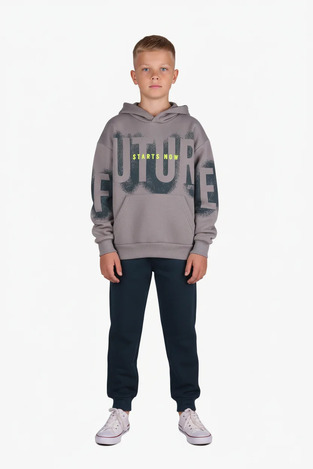 JOYCE tracksuit set in gray with green color.
