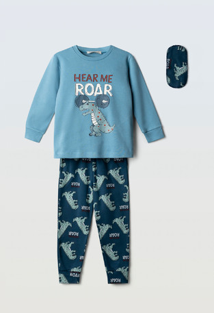 HOMMIES pajamas in sky blue with dark blue.