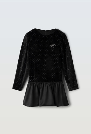 EBITA velvet dress in black with rhinestones.