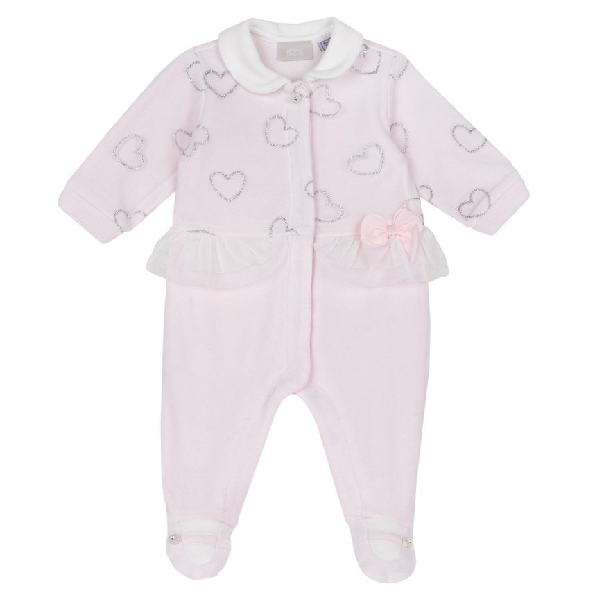 CHICCO velor bodysuit in pink with glitter.